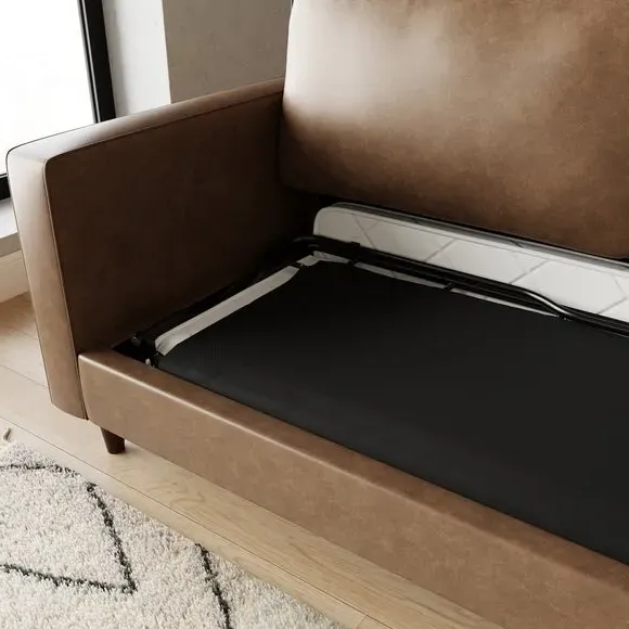 3-Seater Sofa Bed with Storage - Mocha, Faux Leather