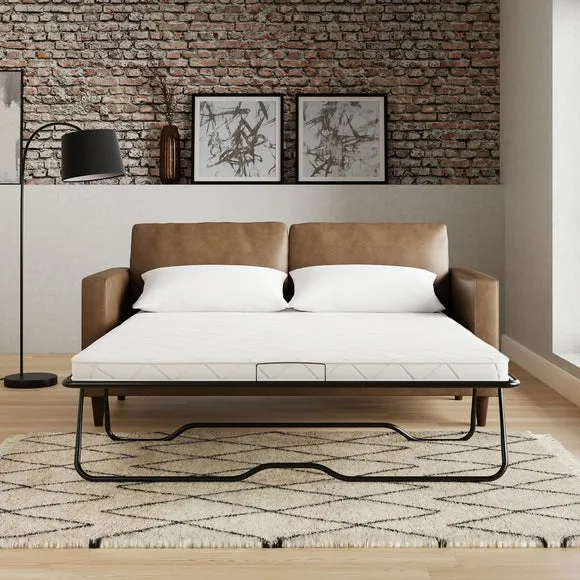 3-Seater Sofa Bed with Storage - Mocha, Faux Leather