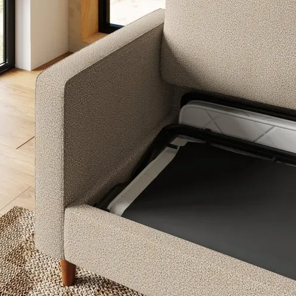 3-Seater Sofa Bed with Storage - Natural, Boucle