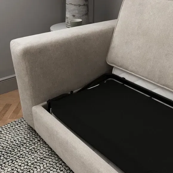 3-Seater Sofa Bed with Storage - Natural, Chenille