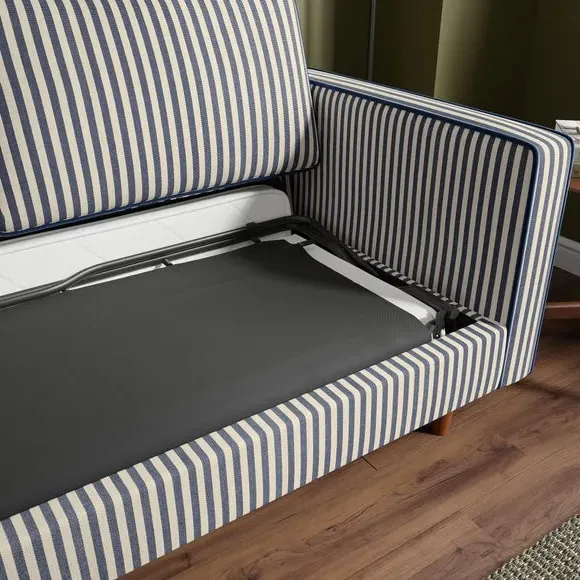 3-Seater Sofa Bed with Storage - Navy, Fabric