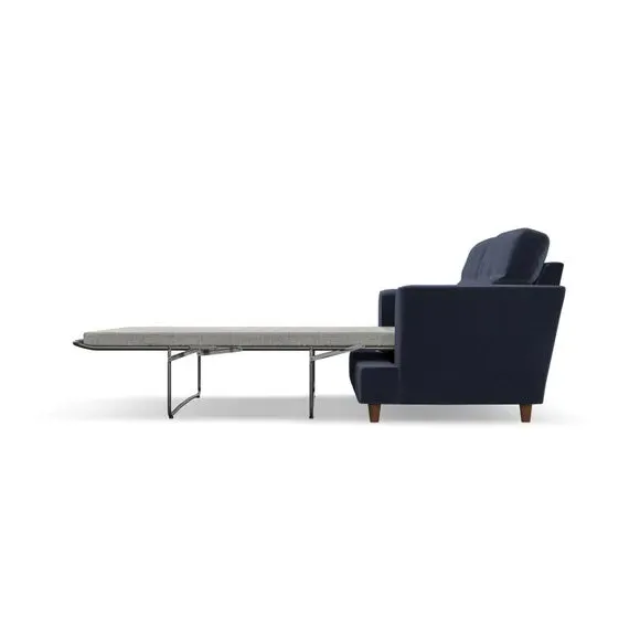 3-Seater Sofa Bed with Storage - Navy, Velvet
