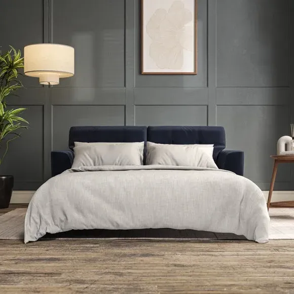 3-Seater Sofa Bed with Storage - Navy, Velvet