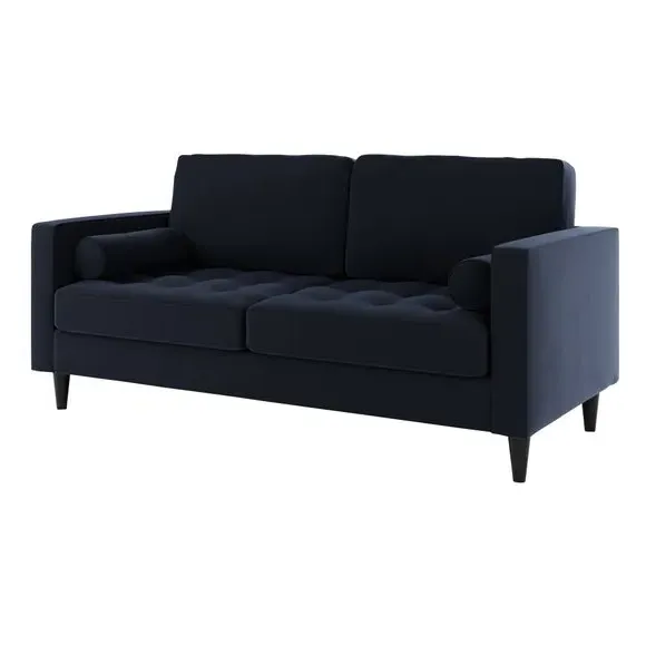 3-Seater Sofa Bed with Storage - Navy, Velvet