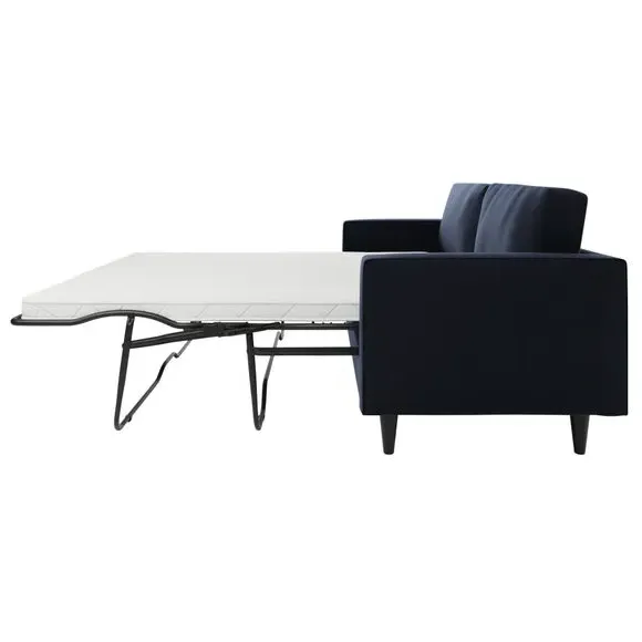 3-Seater Sofa Bed with Storage - Navy, Velvet