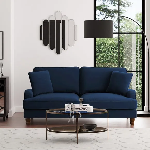 3-Seater Sofa Bed with Storage - Navy, Velvet