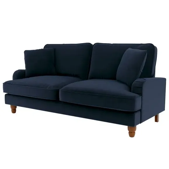 3-Seater Sofa Bed with Storage - Navy, Velvet