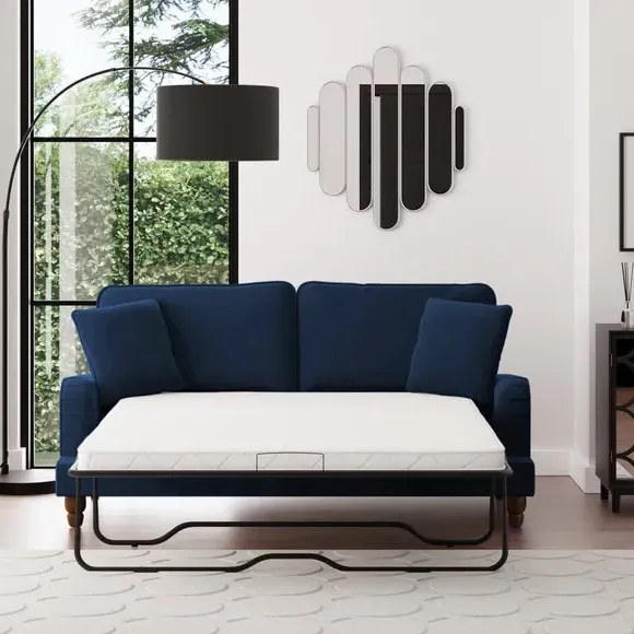 3-Seater Sofa Bed with Storage - Navy, Velvet image