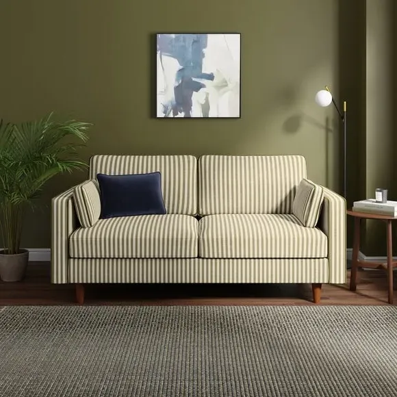 3-Seater Sofa Bed with Storage - Olive, Fabric