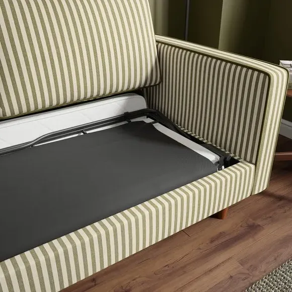 3-Seater Sofa Bed with Storage - Olive, Fabric