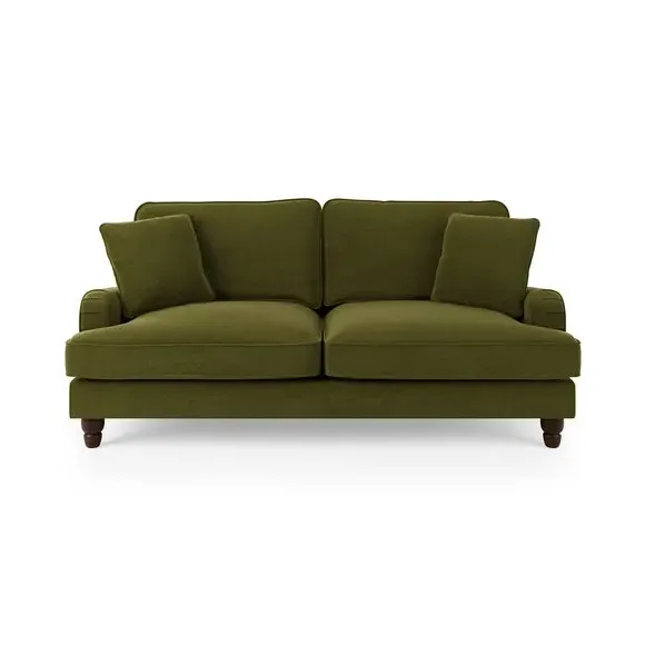 3-Seater Sofa Bed with Storage - Olive, Velvet