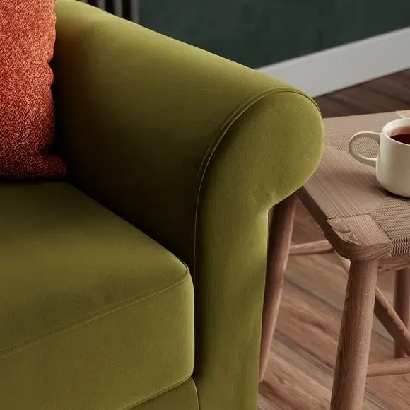 3-Seater Sofa Bed with Storage - Olive, Velvet