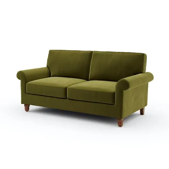 3-Seater Sofa Bed with Storage - Olive, Velvet