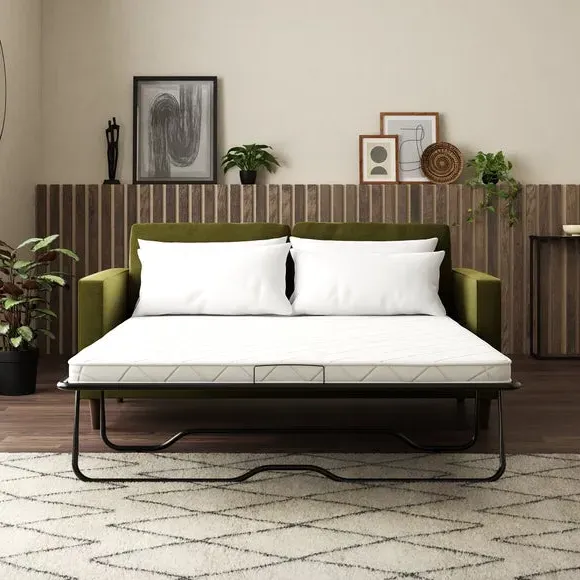 3-Seater Sofa Bed with Storage - Olive, Velvet