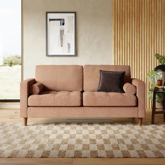 3-Seater Sofa Bed with Storage - Orange, Boucle