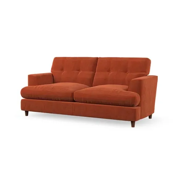 3-Seater Sofa Bed with Storage - Orange, Velvet
