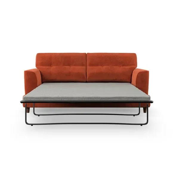 3-Seater Sofa Bed with Storage - Orange, Velvet