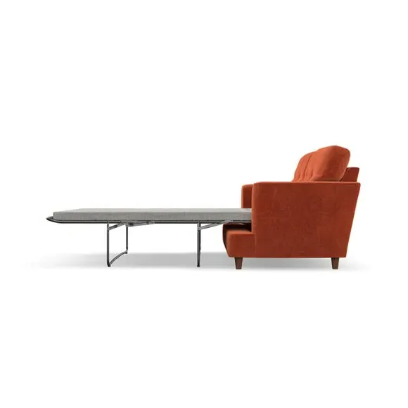 3-Seater Sofa Bed with Storage - Orange, Velvet