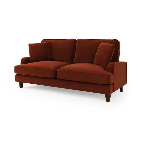 3-Seater Sofa Bed with Storage - Orange, Velvet