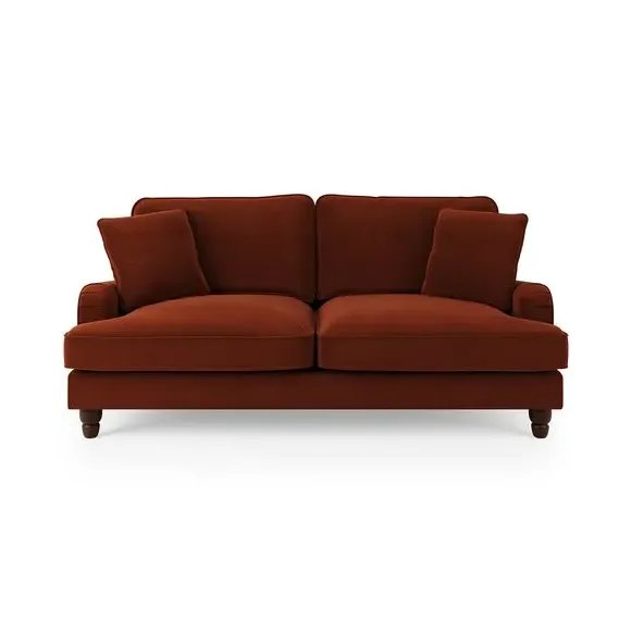 3-Seater Sofa Bed with Storage - Orange, Velvet