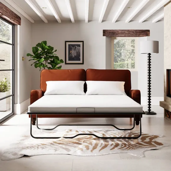3-Seater Sofa Bed with Storage - Orange, Velvet