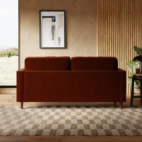3-Seater Sofa Bed with Storage - Orange, Velvet