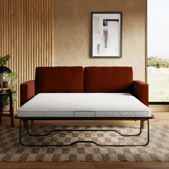 3-Seater Sofa Bed with Storage - Orange, Velvet