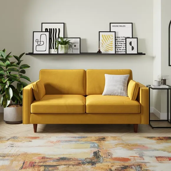3-Seater Sofa Bed with Storage - Yellow, Velvet