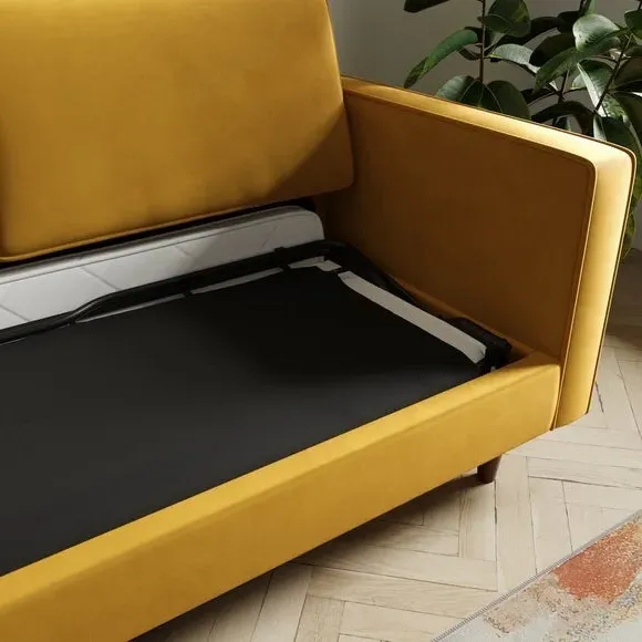 3-Seater Sofa Bed with Storage - Yellow, Velvet