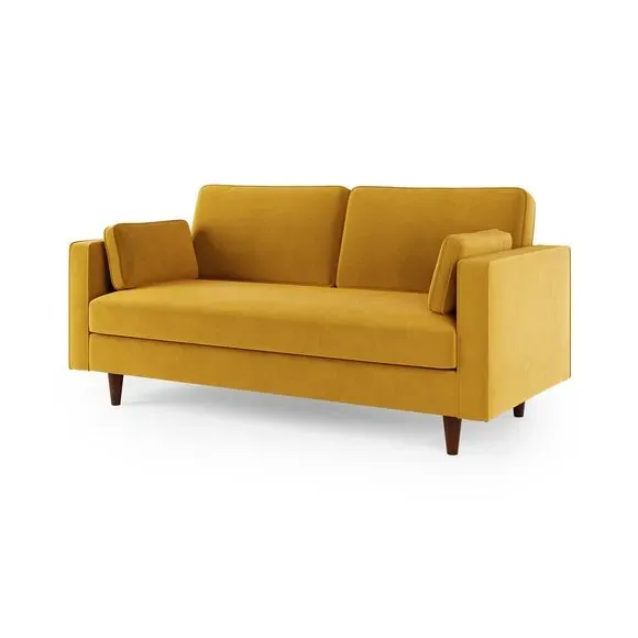 3-Seater Sofa Bed with Storage - Yellow, Velvet