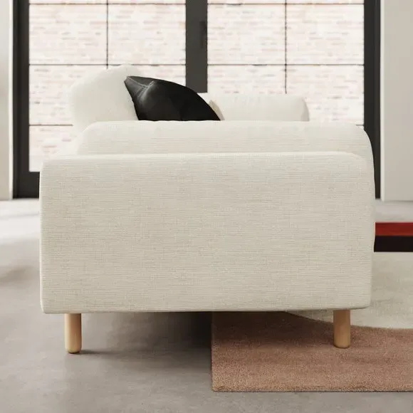 3-Seater Sofa Chunky Tonal Weave - Ivory, Fabric