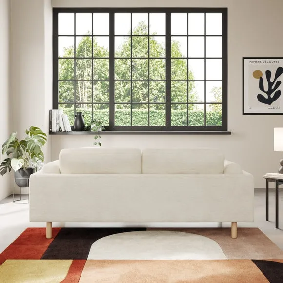 3-Seater Sofa Chunky Tonal Weave - Ivory, Fabric