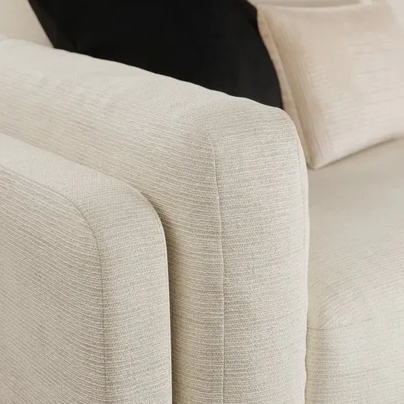 3-Seater Sofa Chunky Tonal Weave - Ivory, Fabric