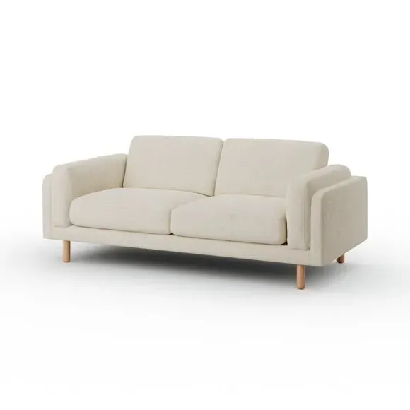 3-Seater Sofa Chunky Tonal Weave - Ivory, Fabric