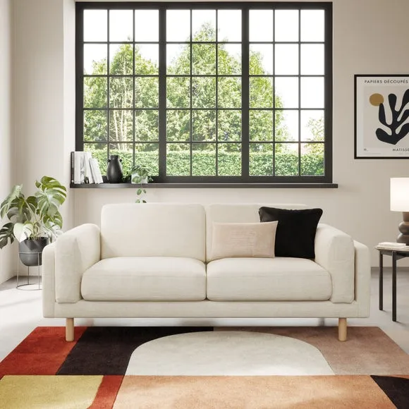 3-Seater Sofa Chunky Tonal Weave - Ivory, Fabric image