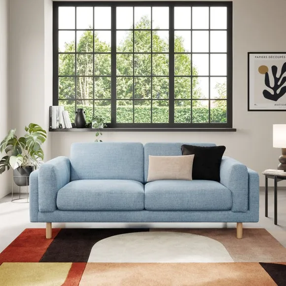 3-Seater Sofa Chunky Tonal Weave - Navy, Fabric