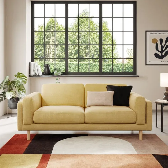 3-Seater Sofa Chunky Tonal Weave - Ochre, Fabric