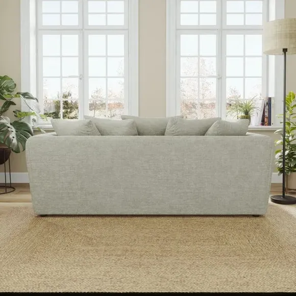 3-Seater Sofa Curved Arms - Silver, Chenille