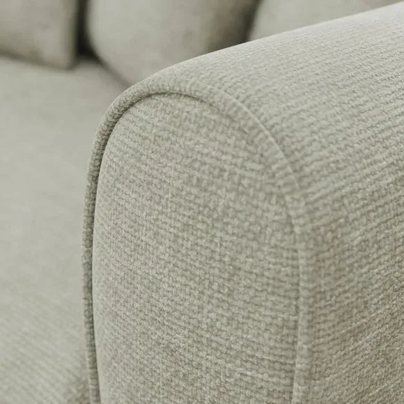 3-Seater Sofa Curved Arms - Silver, Chenille