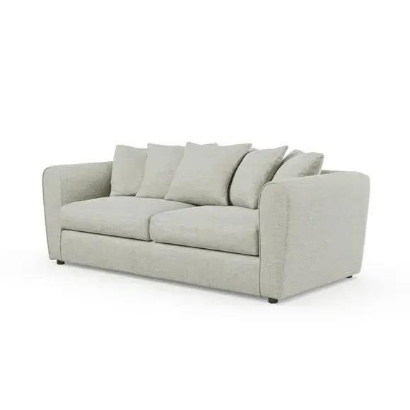 3-Seater Sofa Curved Arms - Silver, Chenille