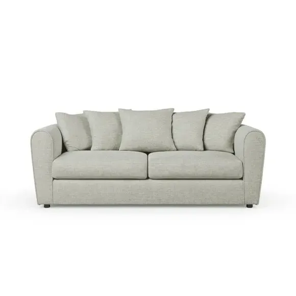 3-Seater Sofa Curved Arms - Silver, Chenille