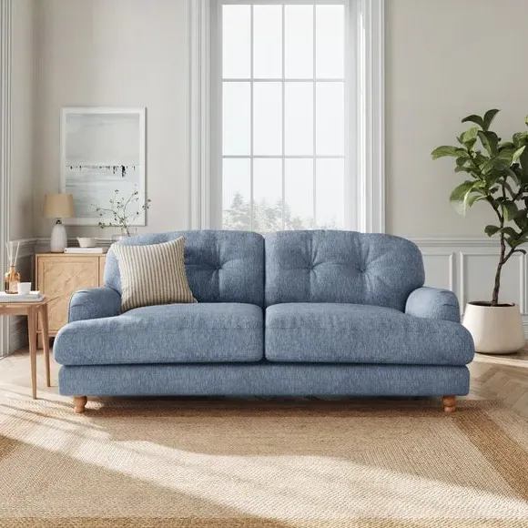 3-Seater Sofa - Denim, Faux Linen