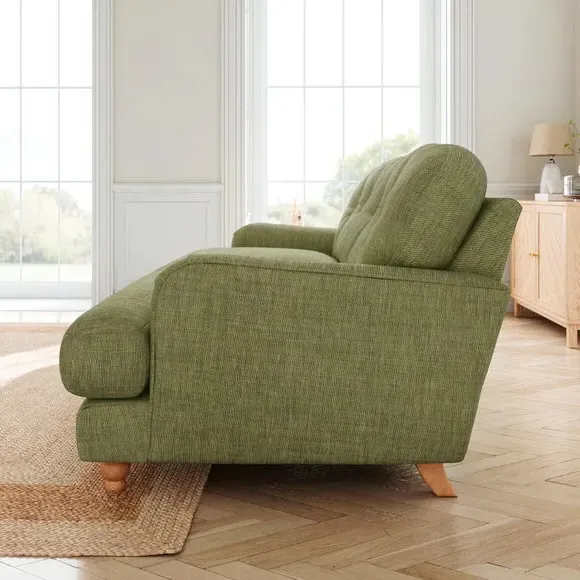 3-Seater Sofa - Green, Faux Linen