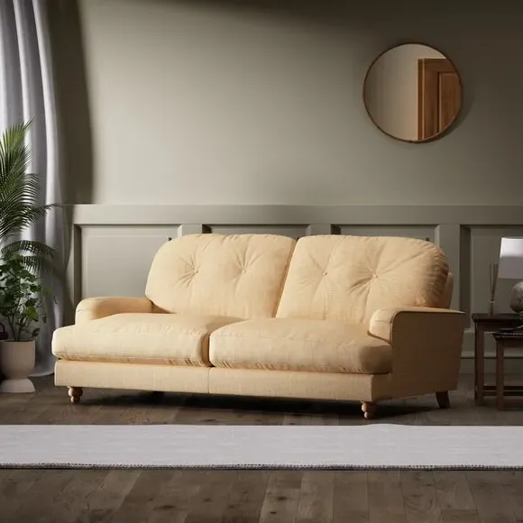 3-Seater Sofa - Ochre, Faux Linen