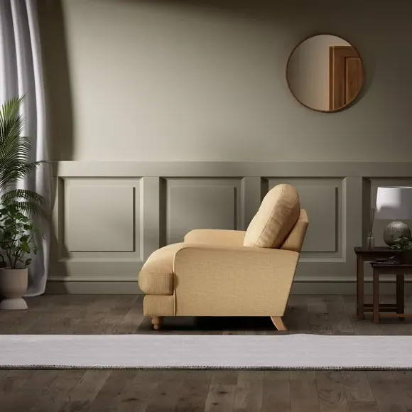 3-Seater Sofa - Ochre, Faux Linen