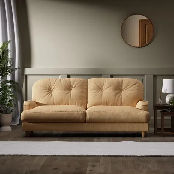 3-Seater Sofa - Ochre, Faux Linen