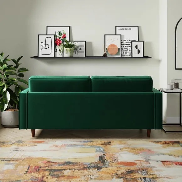 3-Seater Sofa Plain Design - Green, Velvet