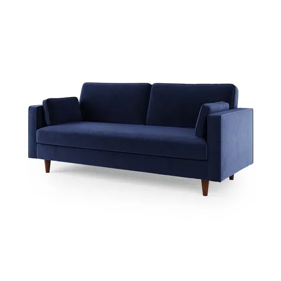 3-Seater Sofa Plain Design - Indigo, Velvet