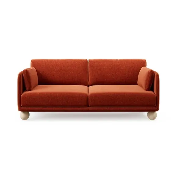 3-Seater Sofa with Ball Feet - Terracotta, Chenille