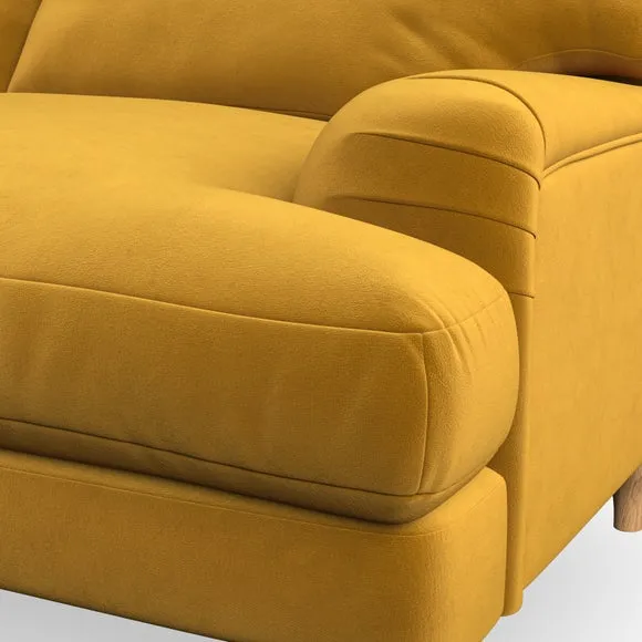 3-Seater Sofa with Bandaged Arms - Amber Gold, Velvet